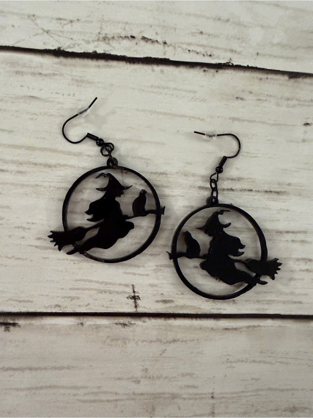Black Witch Silhouette Hoop Earrings for Women